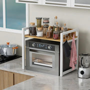 Lukzer Multi-Purpose Kitchen Rack – 1 Layer, MKR-001 (Metal Frame & Engineered Wood, White Frame/Oak Brown Board, Black Frame/Oak Brown Board)