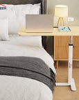 Lukzer Metal Frame Engineered Wood Top Height Adjustable Study Table - MST-002 (White Frame/Oak Light Top)