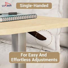 Lukzer Modern Adjustable Overbed Study Table with Wheels (MST-002/White & Oak Light)