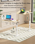 Lukzer Height Adjustable and Tilt Top Overbed Table with Cupholder & Wheels - MT-003 (White Frame/Oak Light Top)