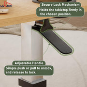 Lukzer Height Adjustable and Tilt Top Overbed Table with Cupholder & Wheels - MT-003 (White Frame/Oak Light Top)