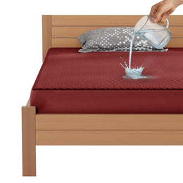 Lukzer Quilted Cotton Waterproof Mattress Protector  Maroon (MTP-QMAR-001)