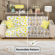 Lukzer Quilted Reversible Sofa Cover Mat with Arms | Polyester Blend 350 GSM Full Coverage & Back Belt for Stability | Washable Furniture Protector.
