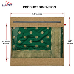 Lukzer 12 Pcs Leather Printed Big Size with Zip Closure & Transparent Window Saree Covers (Non-Woven)