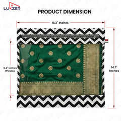 Lukzer 12 Pcs Zigzag Printed Big Size with Zip Closure & Transparent Window Saree Covers (Non-Woven)