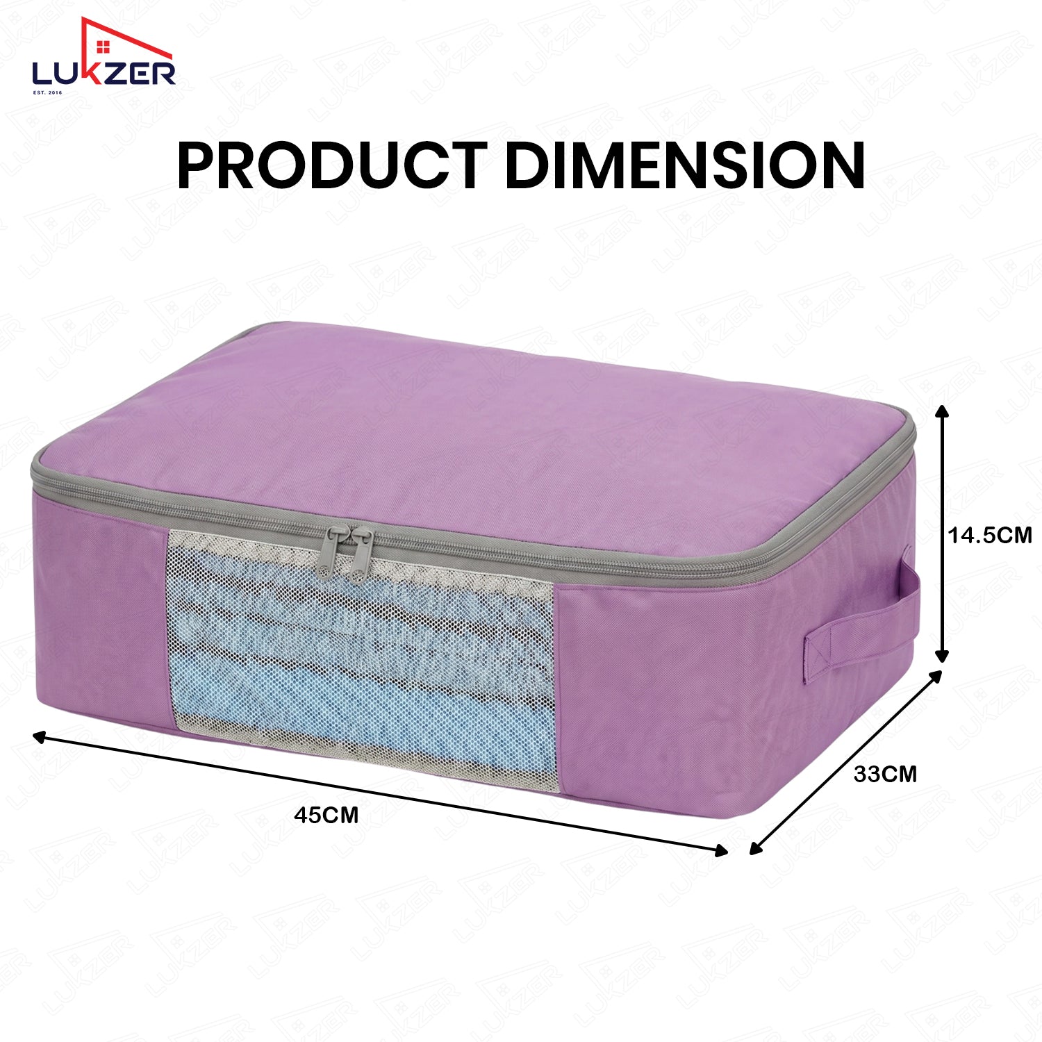 Lukzer 12Pcs Lavender Foldable Saree Cover/Bags with Zip & Mesh Window (Nylon)