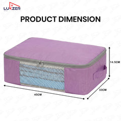 Lukzer 12Pcs Lavender Foldable Saree Cover/Bags with Zip & Mesh Window (Nylon)