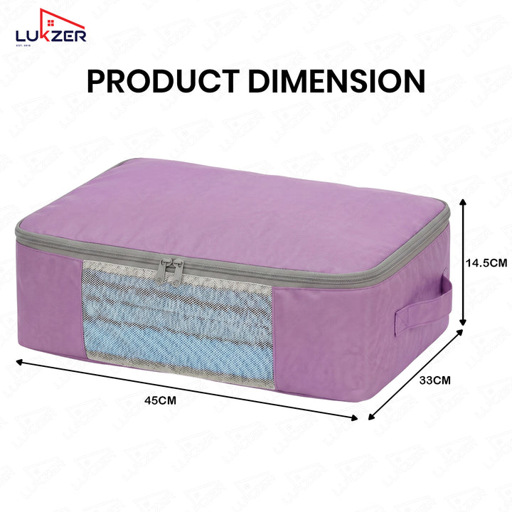 Lukzer 12Pcs Lavender Foldable Saree Cover/Bags with Zip & Mesh Window (Nylon)