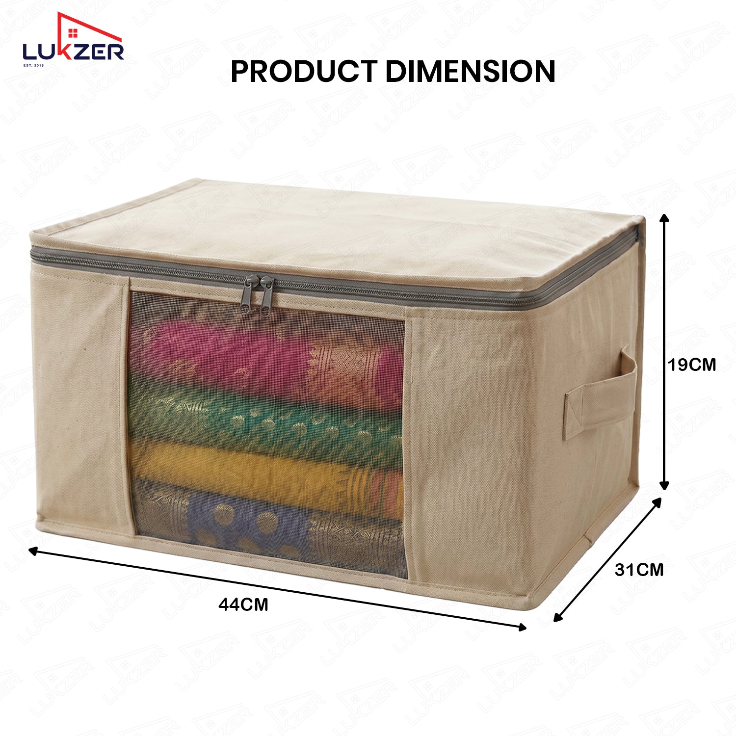 Lukzer 3 Pcs Large Size with Zip Closure & Mesh Window Saree Covers (Cotton)