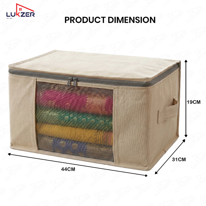 Lukzer 3 Pcs Large Size with Zip Closure & Mesh Window Saree Covers (Cotton)