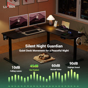 Lukzer Electric Height Adjustable Desk with USB & Type-C Study Table (EST-001/UC-Black & Black)