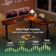 Lukzer Electric Height Adjustable Desk with USB & Type-C Study Table (EST-001/UC-Black & Oak Brown)