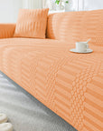 Jacquard Sofa Cover (Pastel Pink Dotted Stripe Pattern)