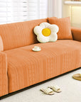 Jacquard Sofa Cover (Pastel Orange Zigzag Pattern)