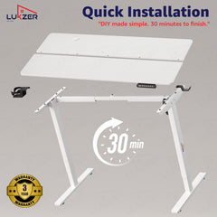 Lukzer Electric Automatic Height Adjustable Sit Stand Desk EST-003 ( White & White ) 3-Years Warranty