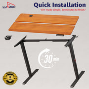 Lukzer Electric Automatic Height Adjustable Sit Stand Desk EST-003 ( Black & Oak Brown ) 3-Years Warranty