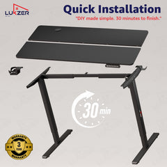 Lukzer Electric Automatic Height Adjustable Sit Stand Desk EST-003 ( Black & Black) 3-Years Warranty