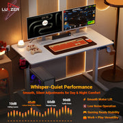 Lukzer Electric Automatic Height Adjustable Sit Stand Desk EST-003 ( White & White )