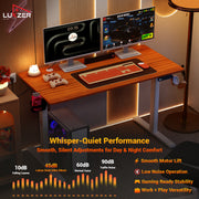 Lukzer Electric Automatic Height Adjustable Sit Stand Desk EST-003 ( White & Oak Brown )