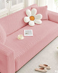 Jacquard Sofa Cover (Pastel Pink Wavy Stripes Pattern)