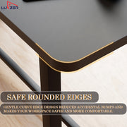 Lukzer Engineered Wood Study Table with X-Support Metal Frame & Adjustable Footpad (MST-009/Black & Black)