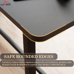Lukzer Engineered Wood Study Table with X-Support Metal Frame & Adjustable Footpad (MST-009/Black & Black)