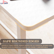 Lukzer Engineered Wood Study Table with X-Support Metal Frame & Adjustable Footpad (MST-009/White & White)