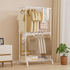 Lukzer 2-Tier Freestanding Metal Clothes & Coat Rack Garment Organizer (CGS-003/White)
