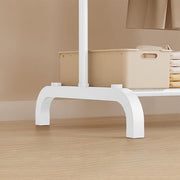 2-Tier Clothes, Hat & Coat Rack – Freestanding Metal Organizer Stand for Home, Bedroom, Balcony & Dorm Use | Space-Saving Metal Frame Garment Hanger | Modern DIY Assembly – (White/Black)