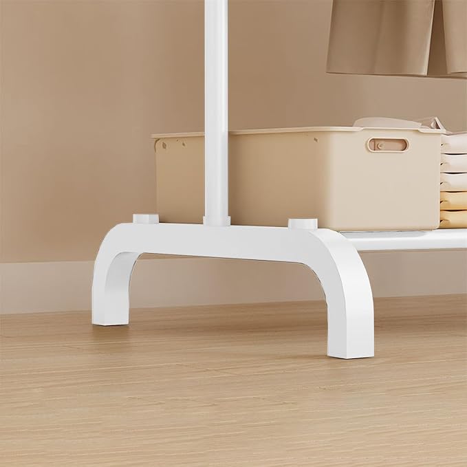 Lukzer 2-Tier Freestanding Metal Clothes & Coat Rack Garment Organizer (CGS-003/White)