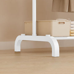 Lukzer 2-Tier Freestanding Metal Clothes & Coat Rack Garment Organizer (CGS-003/White)