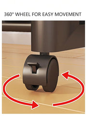 Double-Pole Coat Rack with Wheels & Floating Wall Shelves | Floor-Standing Clothes Hanger Stand with Bottom Shelf for Shoes | Dustproof Metal Organizer for Bedroom, Living Room & Balcony (White/Black)