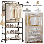 Lukzer Multi-Layer Metal Clothes Organizer Rack with Wheels