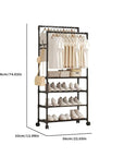 Lukzer Multi-Layer Clothing Organizer Rack with Wheels & Hanging Rod | Freestanding Metal Organizer Stand for Home, Bedroom, Balcony & Dorm | Space-Saving Garment Hanger | Modern DIY Assembly (White/Black)