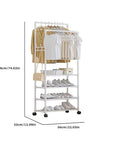 Lukzer Multi-Layer Clothing Organizer Rack with Wheels & Hanging Rod | Freestanding Metal Organizer Stand for Home, Bedroom, Balcony & Dorm | Space-Saving Garment Hanger | Modern DIY Assembly (White/Black)