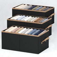 Lukzer 1Pc Black Foldable Clothes Organiser Storage Box (non-woven)