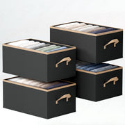 Lukzer 1Pc Black Foldable Clothes Organiser Storage Box (non-woven)