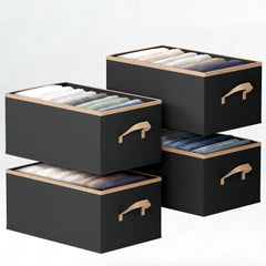 Lukzer 1Pc Black Foldable Clothes Organiser Storage Box (non-woven)