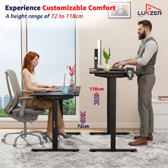 Lukzer Electric Automatic Height Adjustable Sit Stand Desk EST-003 ( Black & Black) 3-Years Warranty