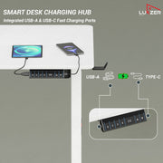 Lukzer Electric Height Adjustable Desk with USB & Type-C Study Table (EST-003/UC-White & White)