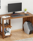 Lukzer Engineered Wood Study Desk with Built-in Bookshelf – ST-007 (White, Wenge & Oak Brown)