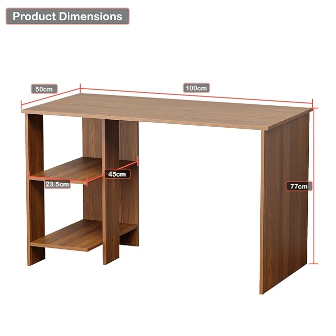 Lukzer Engineered Wood Study Desk with Built-in Bookshelf – ST-007 (White, Wenge &amp; Oak Brown)
