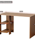 Lukzer Engineered Wood Study Desk with Built-in Bookshelf – ST-007 (White, Wenge & Oak Brown)