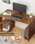 Lukzer Engineered Wood Study Desk with Built-in Bookshelf – ST-007 (White, Wenge & Oak Brown)