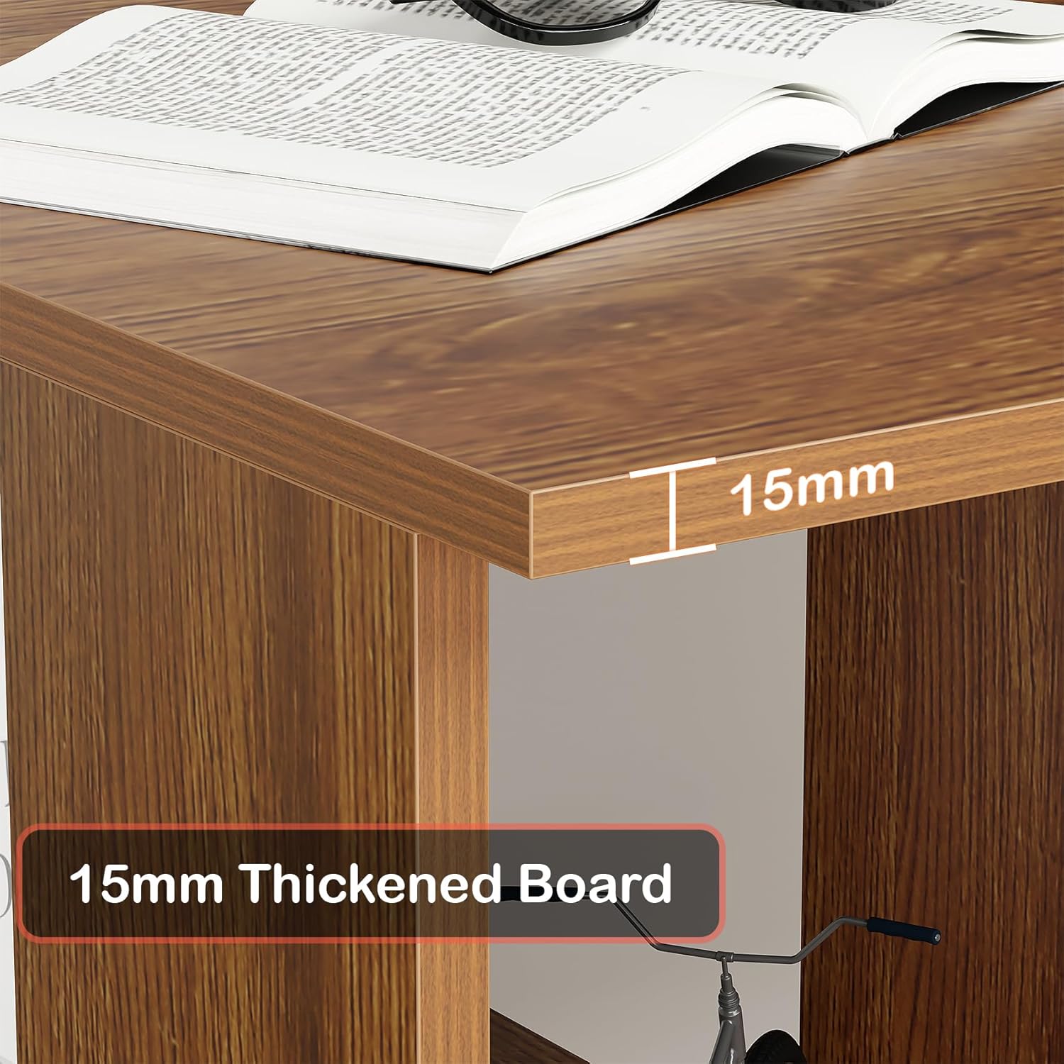 Lukzer Engineered Wood Study Desk with Built-in Bookshelf – ST-007 (White, Wenge &amp; Oak Brown)