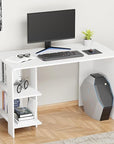 Lukzer Engineered Wood Study Desk with Built-in Bookshelf – ST-007 (White, Wenge & Oak Brown)