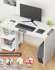 Lukzer Engineered Wood Study Desk with Built-in Bookshelf – ST-007 (White, Wenge & Oak Brown)