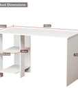 Lukzer Engineered Wood Study Desk with Built-in Bookshelf – ST-007 (White, Wenge & Oak Brown)