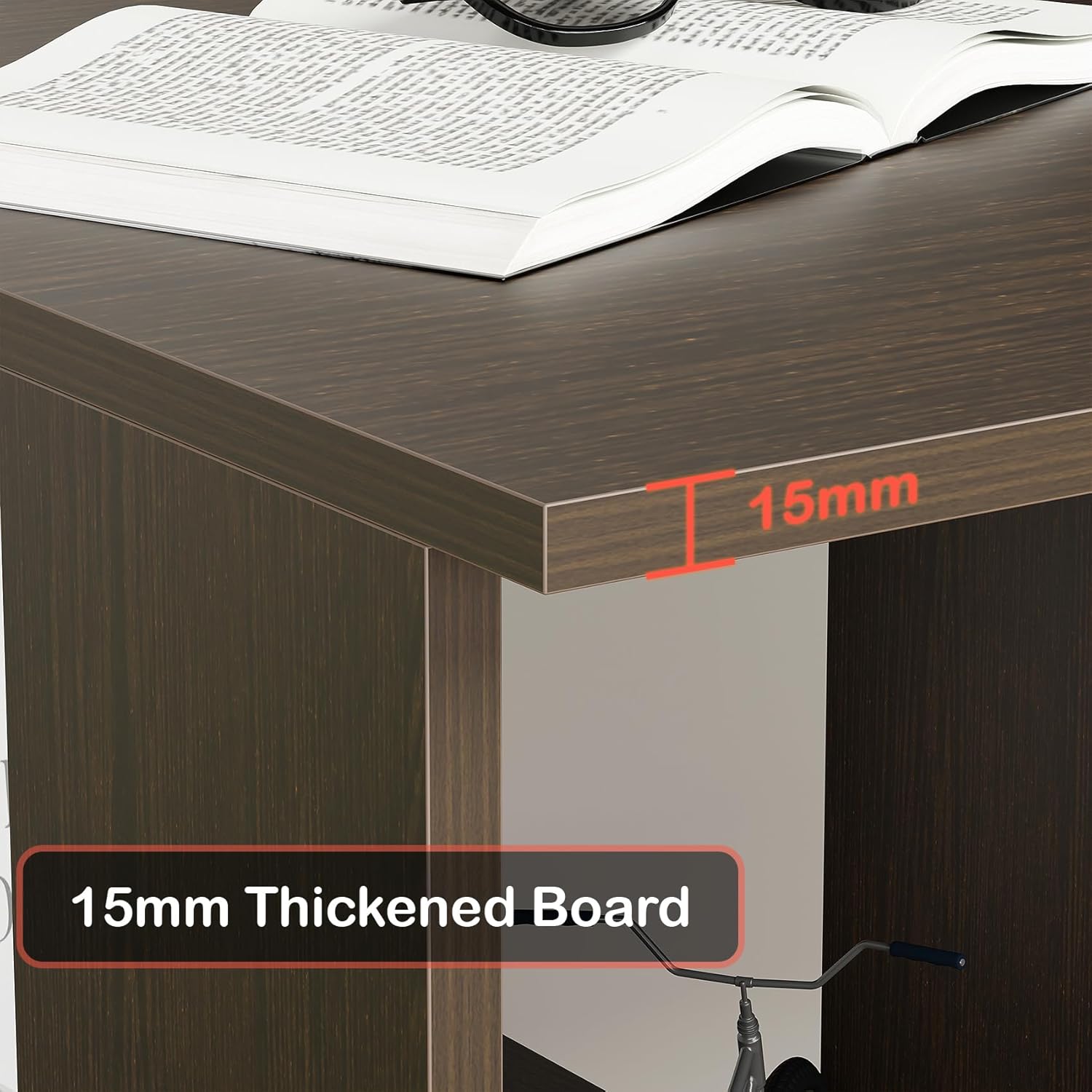 Lukzer Engineered Wood Study Desk with Built-in Bookshelf – ST-007 (White, Wenge &amp; Oak Brown)