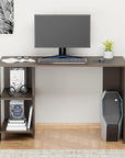 Lukzer Engineered Wood Study Desk with Built-in Bookshelf – ST-007 (White, Wenge & Oak Brown)